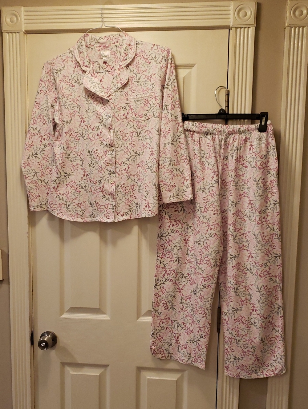 Dalia Collection Pink & Green Floral Cotton Pajama Set